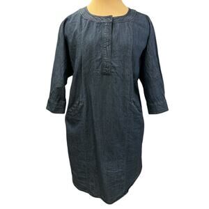 BDG Urban Outfitters Denim Shift Dress Sz S Blue Cottage Basics Lagenlook Asian